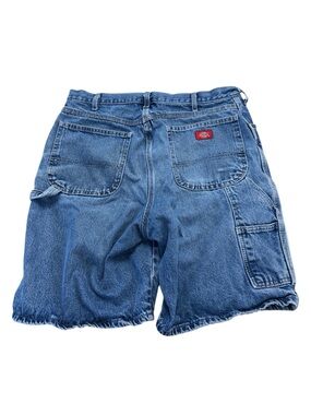 Dickies Shorts Men's 36 Blue Cotton Denim Bermuda Carpenter Jorts Relaxed Faded